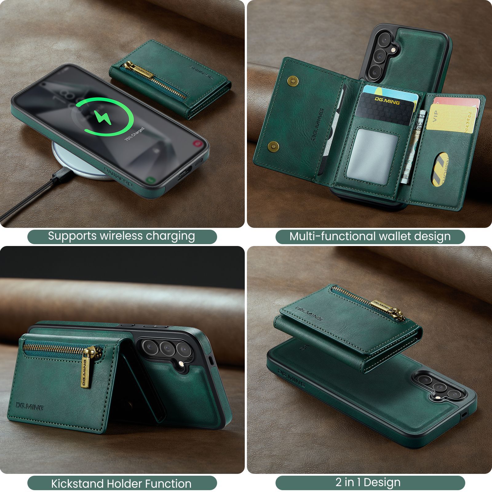 M5 für Samsung S24 magnetische kabellose Ladetelefonhülle S24 Plus Zwei-in-Eins-Anti-Diebstahl-Bürsten-Brieftaschen-Schutzhülle_voghion.com