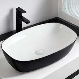 北欧黑白陶瓷洗手盆台上盆艺术盆洗脸盆面盆卫生间酒店宾馆洗脸盆