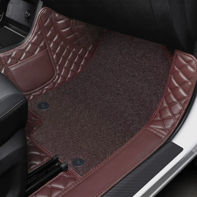 Universal Foot Pad | Leather Fully Surrounded Single Front and - co-pilot-double-layer-coffee-color-coffee-thread-coffee-color-silk-circle