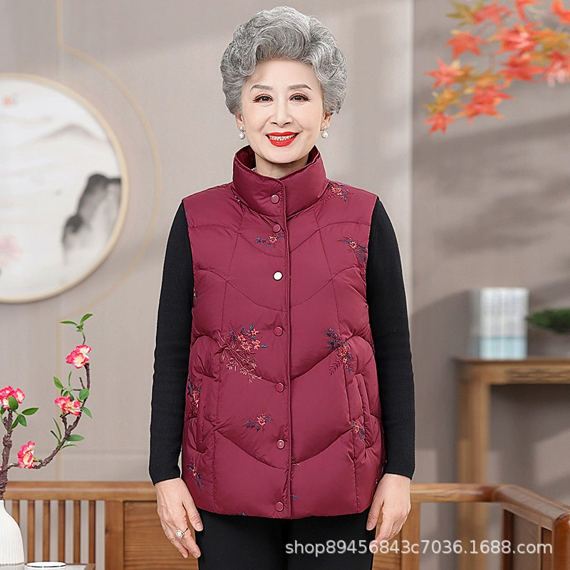 Зимний новый белый утиный пуховик для среднего и пожилого возраста бабушка новый теплый пуховой жилет для фабрики мам