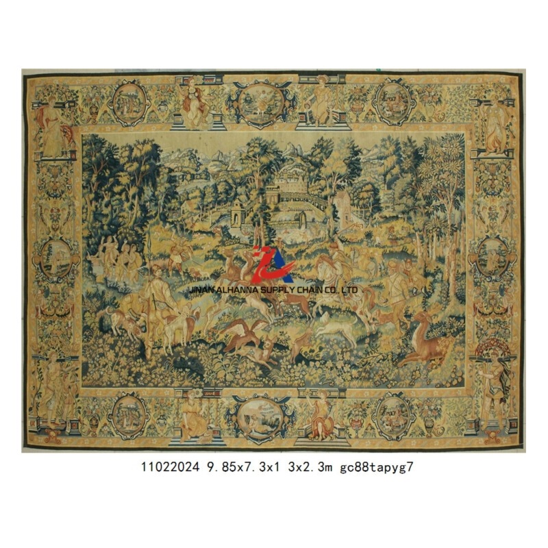 Hand-Woven Aubusson Tapestry Pure Wool French Living Room Decoration