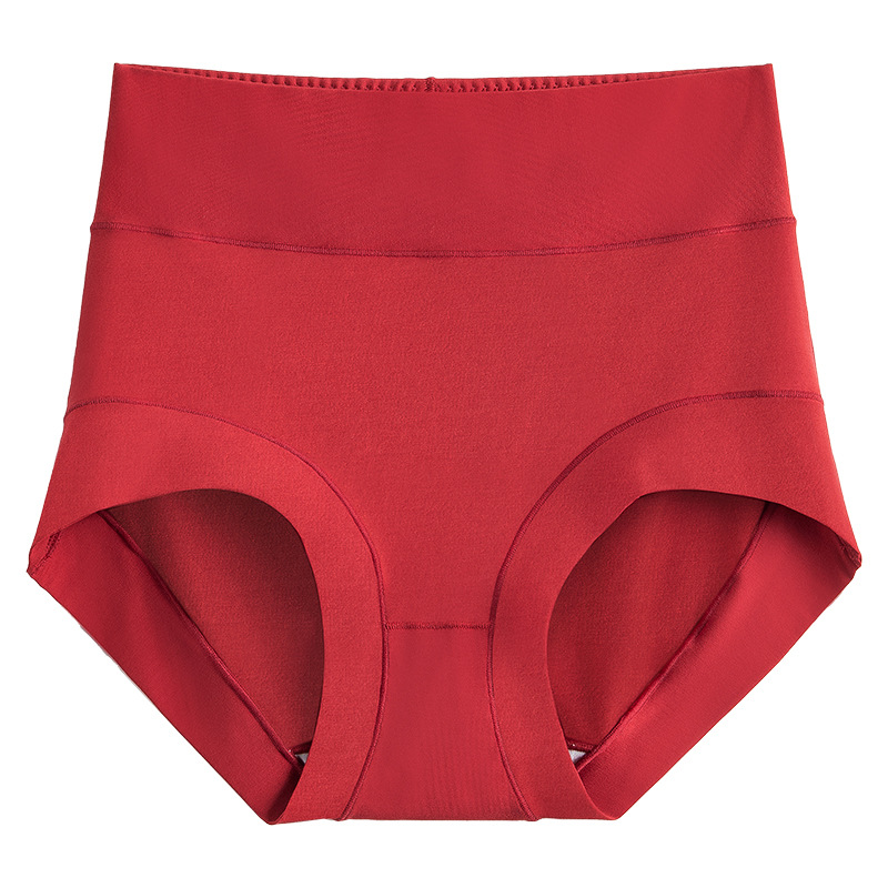 Paquete de 60 bragas de algodón modal para mujer, color rojo, con ribete de encaje, cintura alta, control de abdomen, estilo fino con entrepierna de algodón puro, en stock.