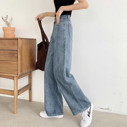 Xintang jeans, denim wide-leg pants, women's high-waisted drop-crotch straight-leg floor-length slim-fit pants, HyunA-style straight-leg pants, drop-shipping