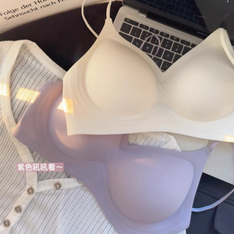 胸が小さい女性向けのシームレスな下着、プッシュアップと拡張、コミック胸縮小、固定カップ、たるみ防止、快適なブラジャー|undefined