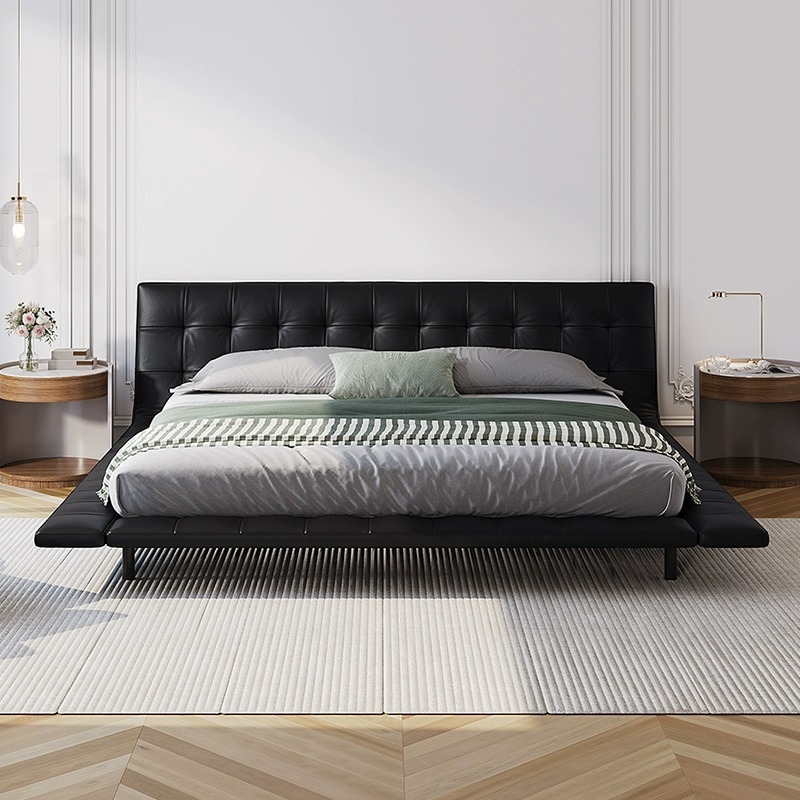 Italiano simple ONDA cama de cuero Luz de lujo moderno ONDA minimalista diseñador dormitorio cama doble 1,8 m cama de boda