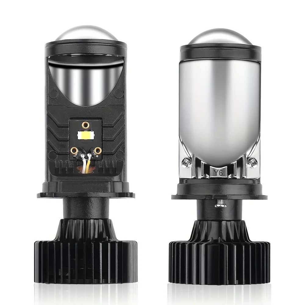 New Y6H4 Lens Universal LED Headlight for Cars and Motorcycles Y6S Fish Eye Light High and Low Beam 12-24V