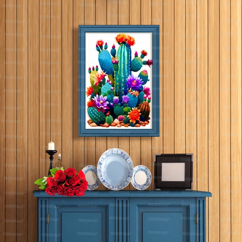 Mona Lisa Royal Crosspoint Cactus nuevo estilo moderno simple planta sala de estar decoración de entrada bordado a mano image 3