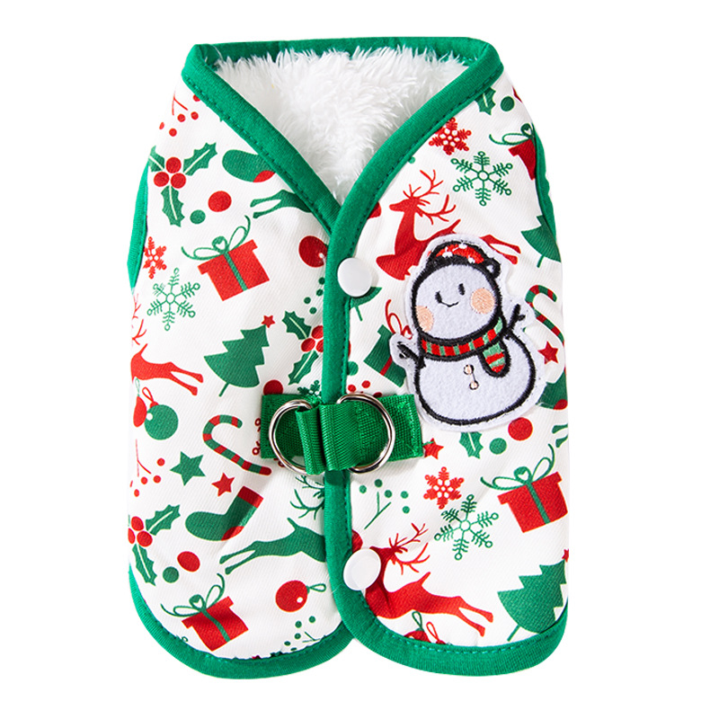 Muñeco de nieve verde galletas hombre de Navidad Cardigan chaleco gato vacaciones divertidas ropa de invierno ropa de gato mascota