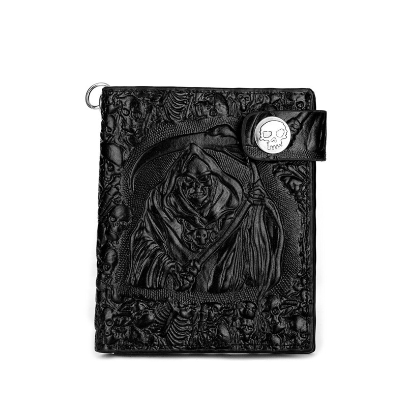 Cross-Border Hot-Selling Wallet Gothic Dark Style Wallet Death Skull Embossed Punk Wallet Cross-Border Hot-Selling Wallet Gothic Dark Style Wallet Death Skull Embossed Punk Wallet