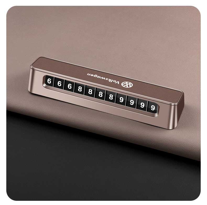 Leather Dual-Number Temporary Parking Number Plate with Phone Number for Moving the Car, High-End Car Interior Sliding Hidden Switchable Number