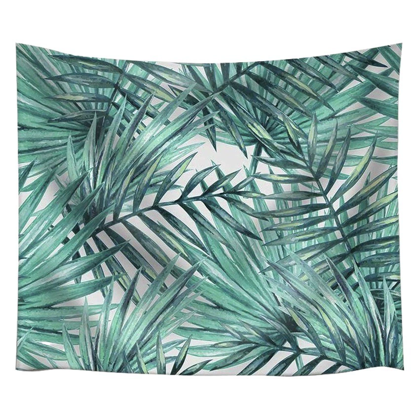 Модный гобелен с популярным цифровым принтом зеленых растений, настенное украшение, фоновая ткань, индивидуальный дизайн с зелеными растениями для гостиной.