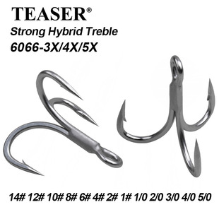 Factory wholesale 6066-4X new anti-rust four times to strengthen three hooks dumb tin luya fish hook