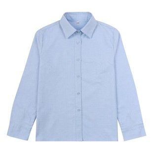 British style College Primary School student spring and autumn long-sleeved shirt children's garden clothing Oxford imitation light blue shirt casual long-sleeved
