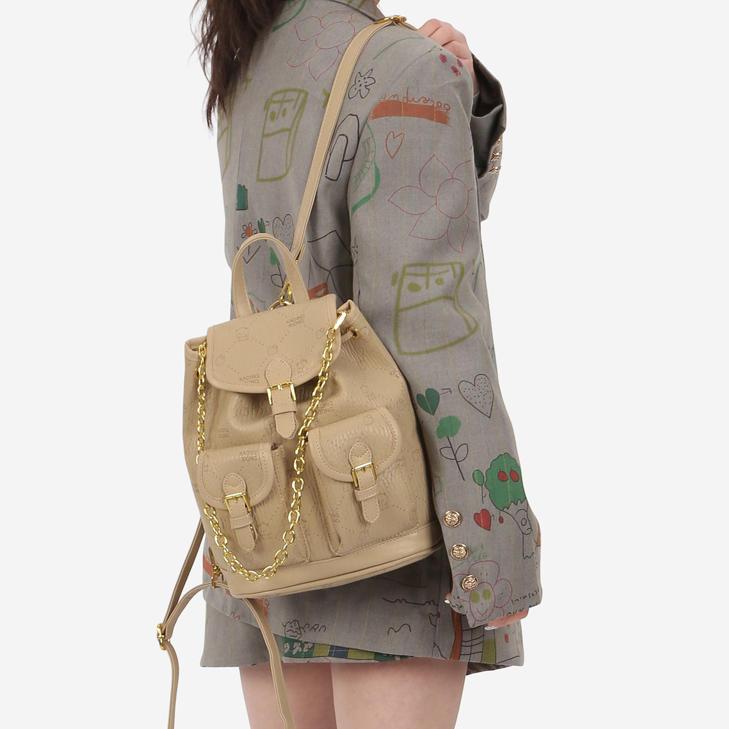 Cute oso impresión mochila de chicas extranjera cuerda de tracción para trabajar bolsas de mujer 2026 nueva mochila transfronteriza mujer