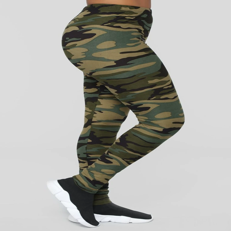 Брюки-леггинсы в камуфляжном стиле Camouflage, повседневные, большой размер