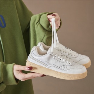 Genuine Leather White Shoes for Women, Autumn New Sports and Leisure Sneakers, Wenzhou Shoe Factory Direct Sales, Ready for Delivery