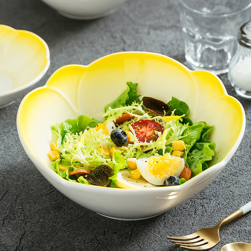 Dehua Tableware 2025 New Style Exquisite and Beautiful High-End Gradient Lotus Ceramic Salad Plate Dessert Plate