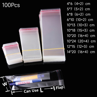 100Pcs Transparent Opp Bag Small Self-Sealing Poly Plastic