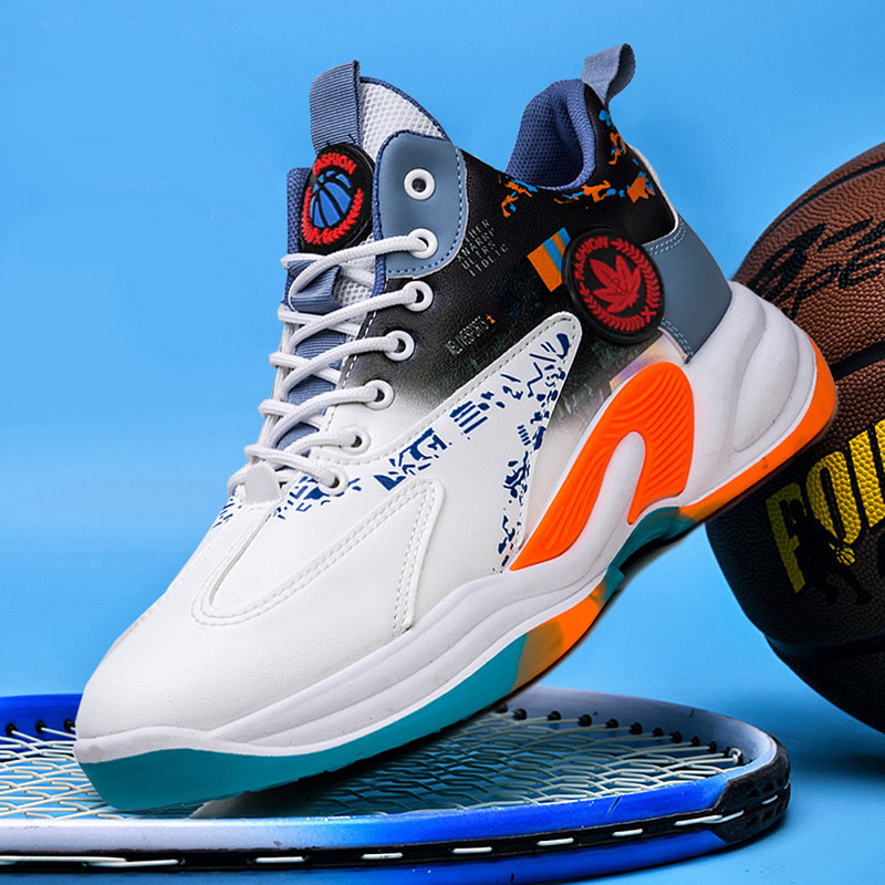 Zapatos de baloncesto al por mayor transfronterizos, cuero cómodo y ligero, zapatos de entrenamiento deportivo para hombres, zapatos de hombre de moda callejera para estudiantes