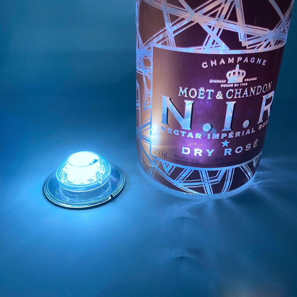 Whisky champán flash impermeable botella de vino pegatinas taza luminosa pegatinas LED colorido Coaster bar TKV atmósfera props