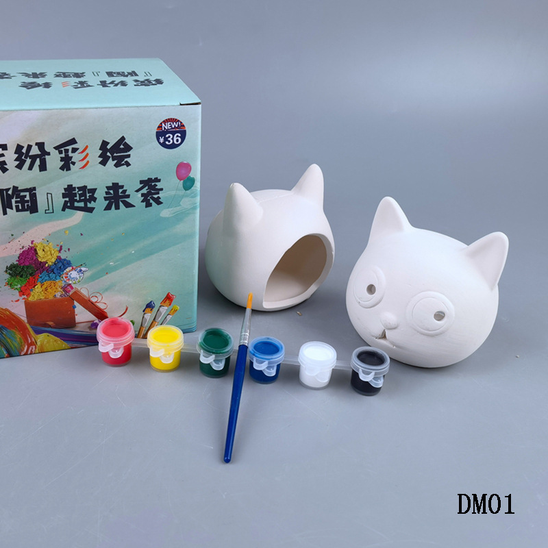 Inventario al por mayor de cerámica simple embrión azul porcelana puzzle niños pintados embrión blanco inventario DIY fábrica de adornos directos