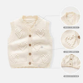 秋冬婴儿背心针织新款马夹纯棉可爱百搭婴儿衣服百天周岁宝宝外套