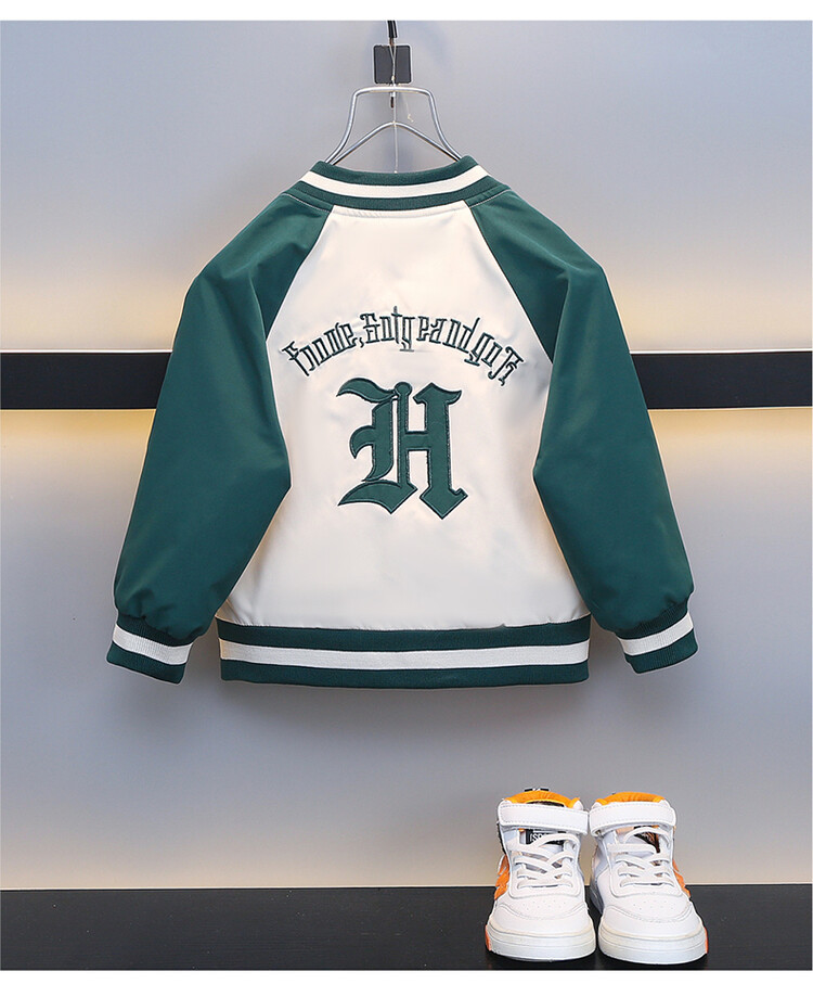 Boys' letter embroidered baseball jacket 2024 Spri and Autumn collection new handsome jacket, trendy children's_voghion.com