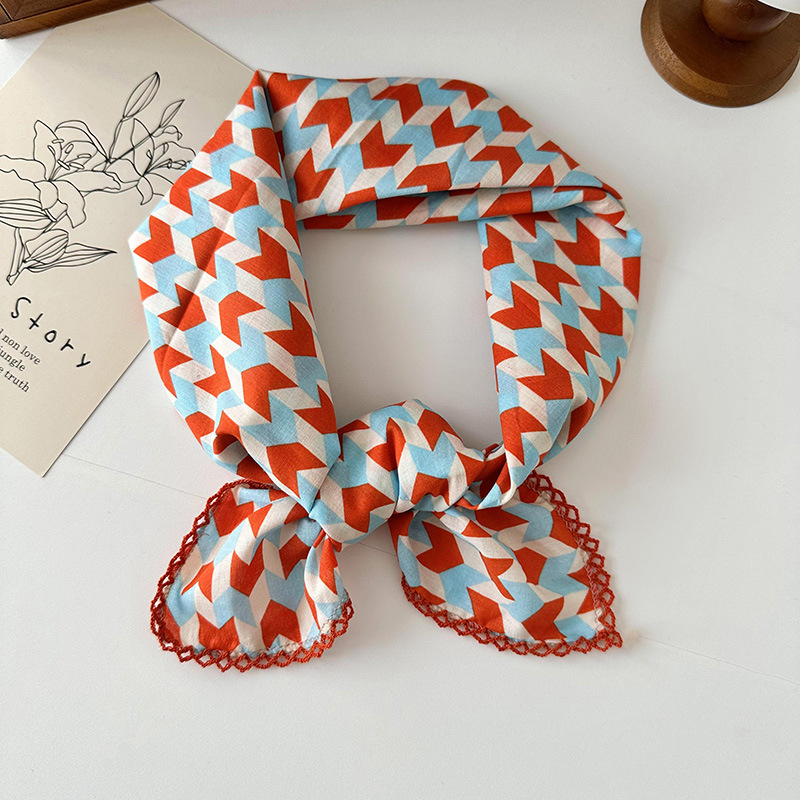 70 algodón y lino floral cuadrado bufanda de las mujeres estilo coreano de todo partido pastoral estilo artístico cuello Protección decorativa bufanda pequeña bufanda delgada