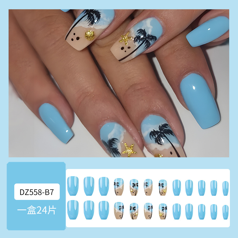 Europa y los Estados Unidos nuevos parches de uñas de cielo azul caliente estrella de mariscos taladro de uñas de coco de arena para usar uñas