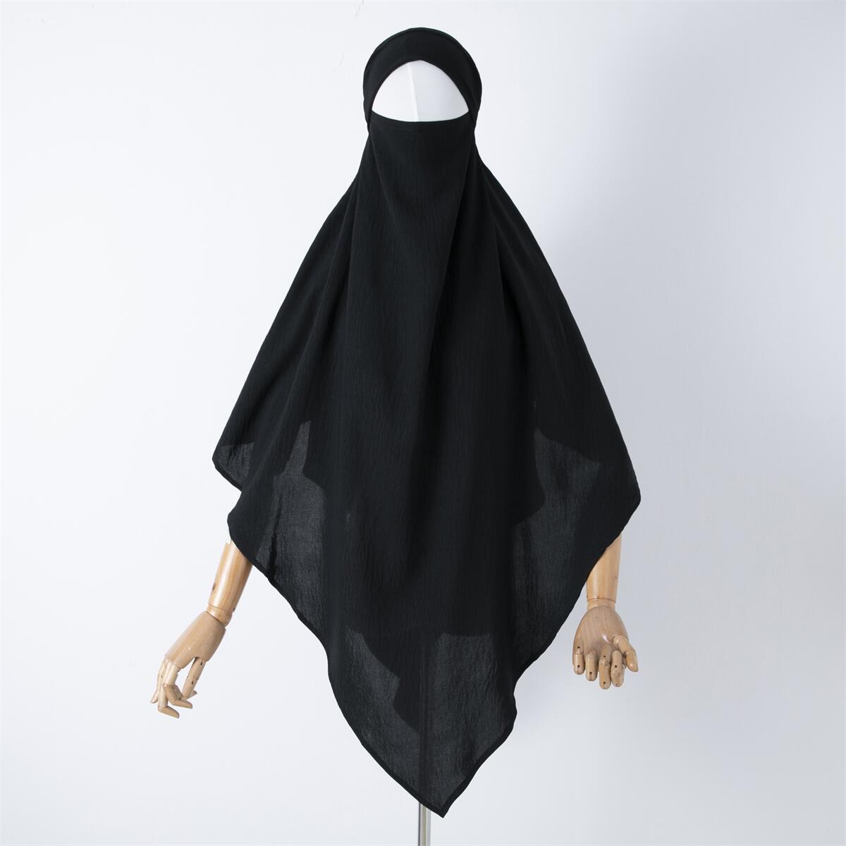 Damenbekleidung einfarbige Spitze Muslim Doppelschicht Kopftuch_voghion.com