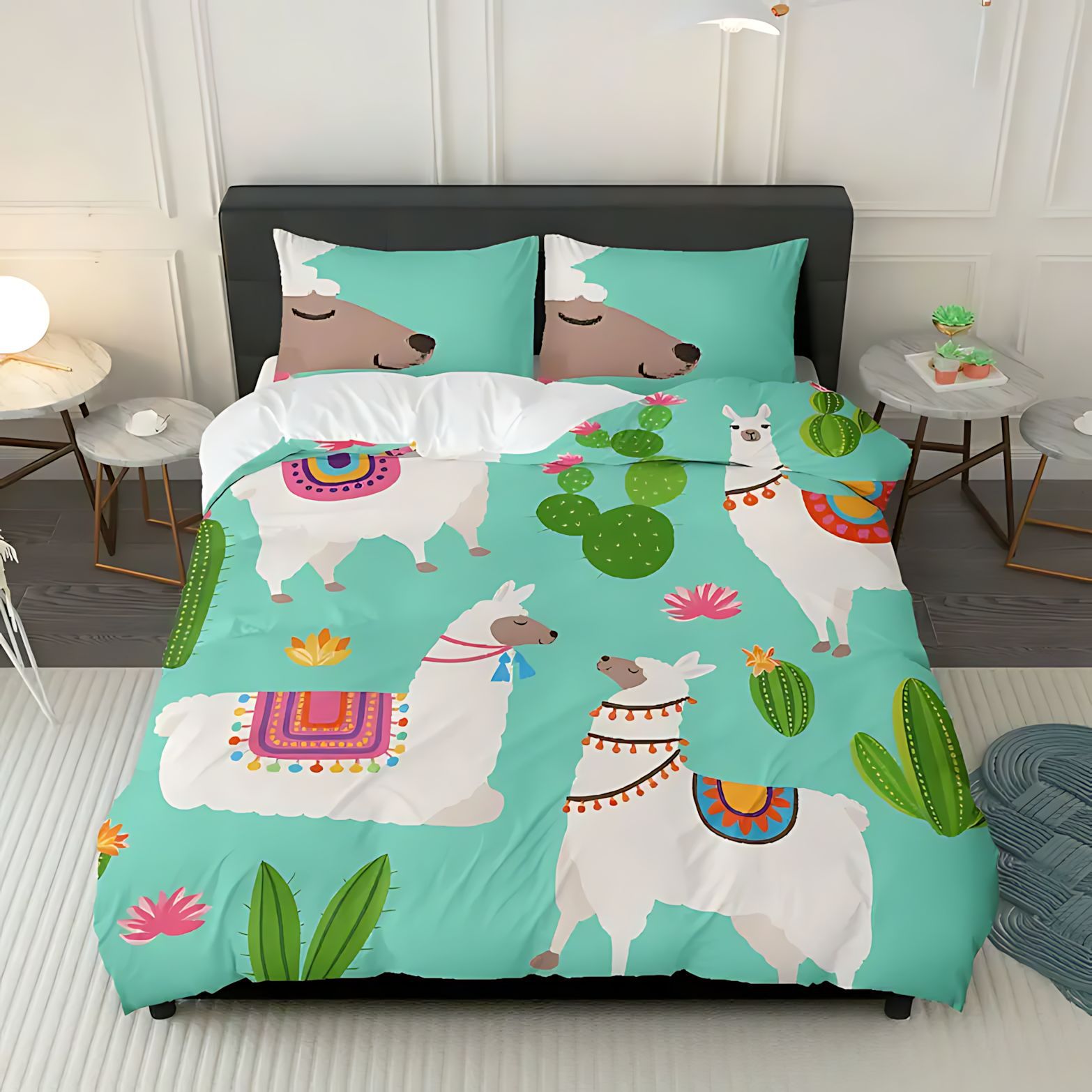 TEMU / JIT cómodos alpaca dibujos animados set edredón fuente de impresión digital 3D fabricantes de dibujo puede fijarse