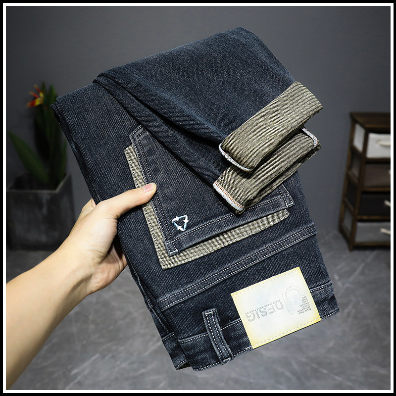 High end jeans men's 2024 spring new trendy brand slim fit versatile and atmospheric small leg pants men_voghion.com