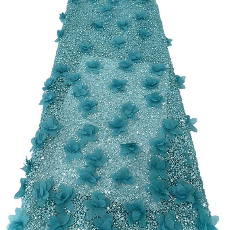 Decalones hechas a mano industria pesada computadora bordada sequinilla bordado tubo de perlas vestido de boda vestido de moda tela de vestido image 6
