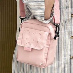 可愛小熊包包女日系簡約學院風百搭單肩包少女休閒小方包潮斜挎包