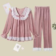 海岛绒睡衣秋冬季2025新款长袖甜美娃娃领套装外穿加厚保暖家居服