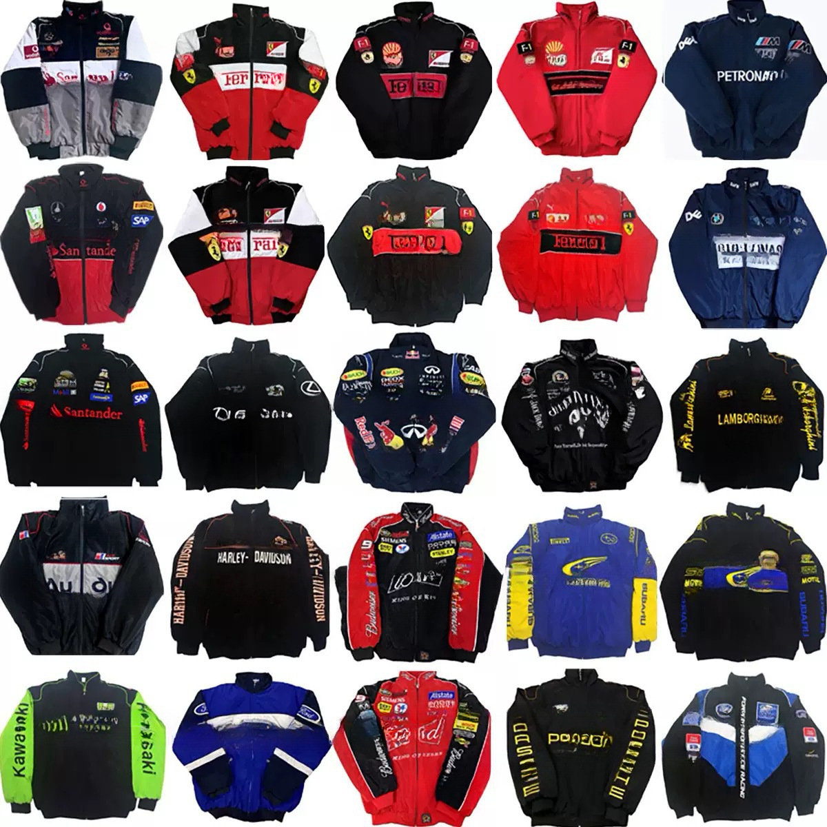Racing car, retro jacket, baseball jersey, uniform, with embroidery, style 2