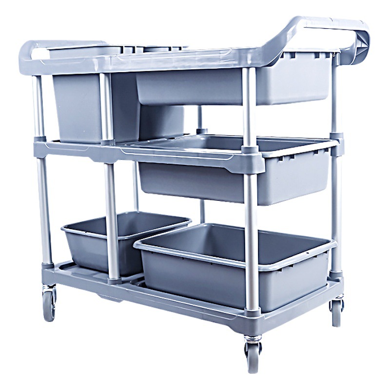 Hotel Restaurant Food Collection Cart, Thickened Plastic Multi-Functional Restaurant Tableware Collection Cart, Commercial Hand-Pushed Bowl Collection Cart
