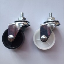英制丝牙1.5寸1/4*11丝杆万向轮活动带刹车白PP黑PP顺滑耐磨脚轮