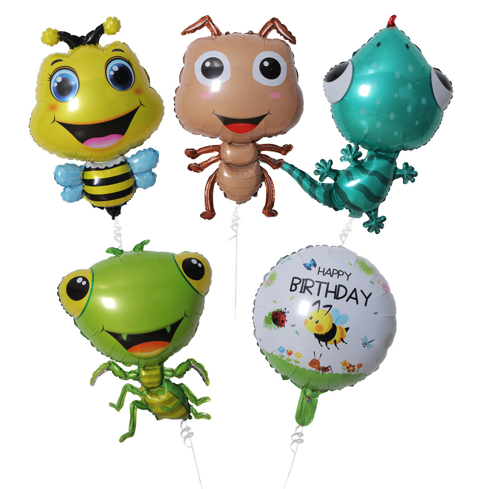 Película de aluminio globo fiesta decoración globo lote abejorro Mantis hormiga Gecko globo de cumpleaños de insectos redondo de 18 pulgadas