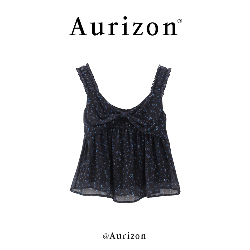 AURIZON 法式碎花吊带背心女夏季小众设计感宽松显瘦百搭无袖上衣|undefined