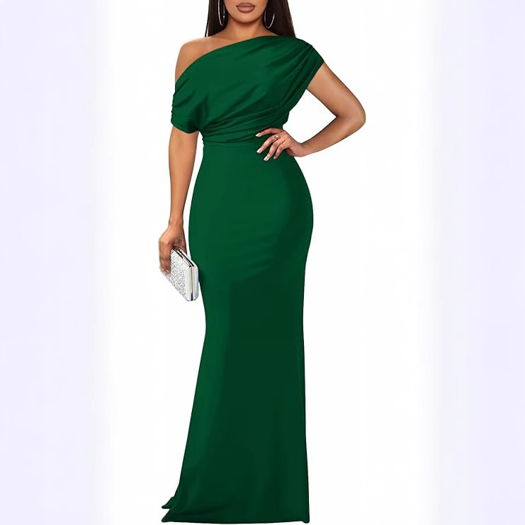 Amazon Cross-border Explosions Women's Elegant Sleeveless Shoulder Tight Long Formal Party Evening Dress dress