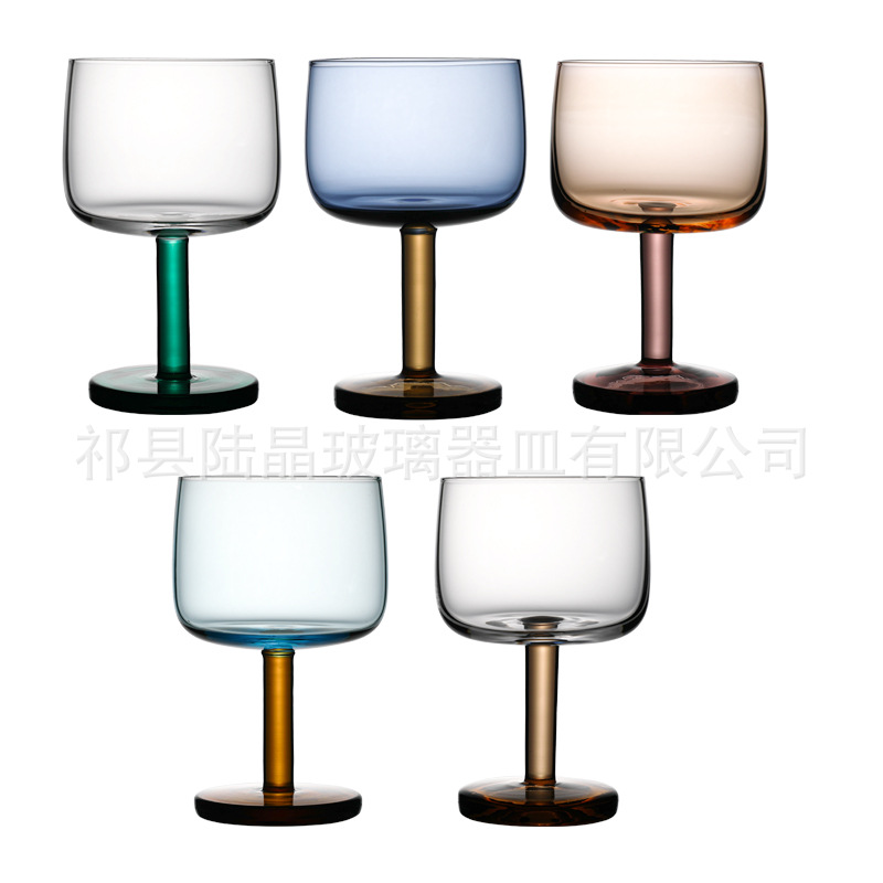 Simple creativo fondo grueso pequeña copa de vino de color soplado a mano copa de vino cristal de cristal conjunto de vino del hogar