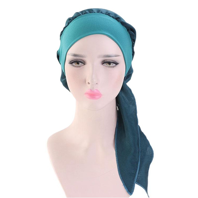 Pure Color artificial silk headscarf hat elastic hair band braid hat pirate hat cross-border e-commerce high quality supply