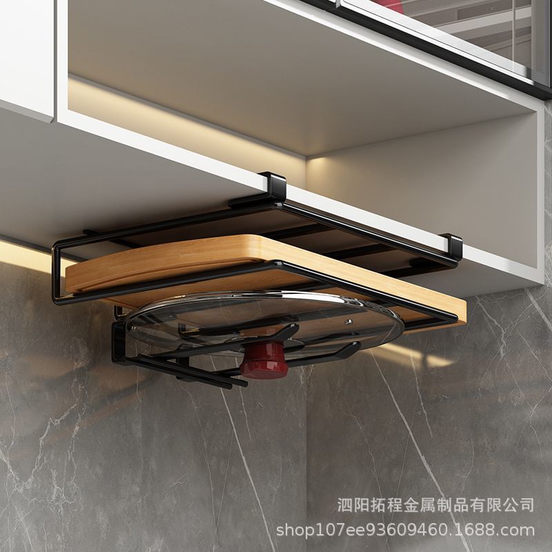 鍋の蓋の棚の下で穴を開けないまな板の棚の台所のティッシュの棚は神器の家庭のまな板の収納棚を置きます。|undefined