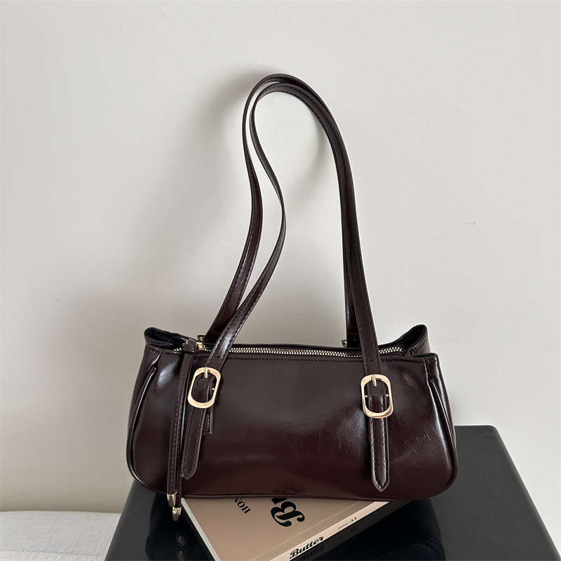 Borsa baguette a spalla elegante e testurizzata per donna_voghion.com