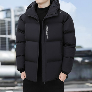 2024 new men's hooded padded autumn and winter cotton-padded jacket business casual coat fashion men's hair on behalf of a