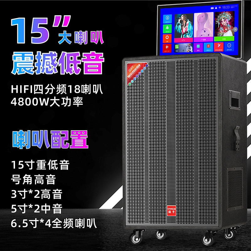 Yangzi 屋外ホームオーディオ ktv カラオケカラオケマイクオールインワンスクエアダンススピーカー表示画面付き|undefined