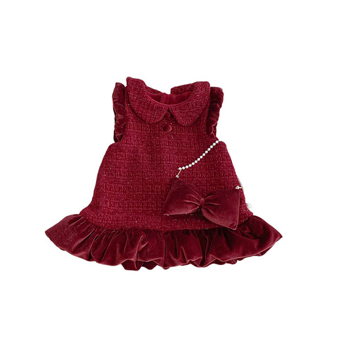 Little Girl's Fragrant Princess Dress with Butterfly Bow Accessory - 2025 New Winter Baby Korean Version Fleece Dress