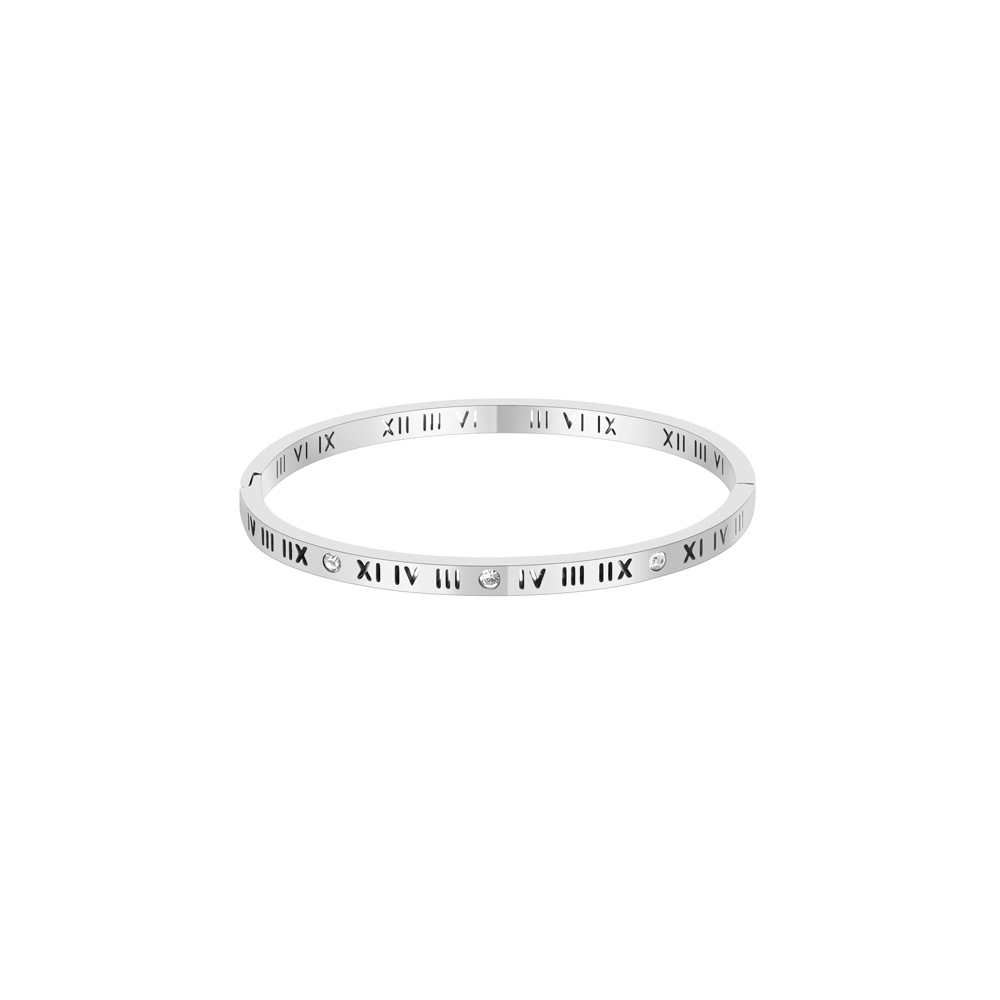 Stainless Steel Simple Style Roman Numeral Plating Inlay Zircon Bangle display picture 7