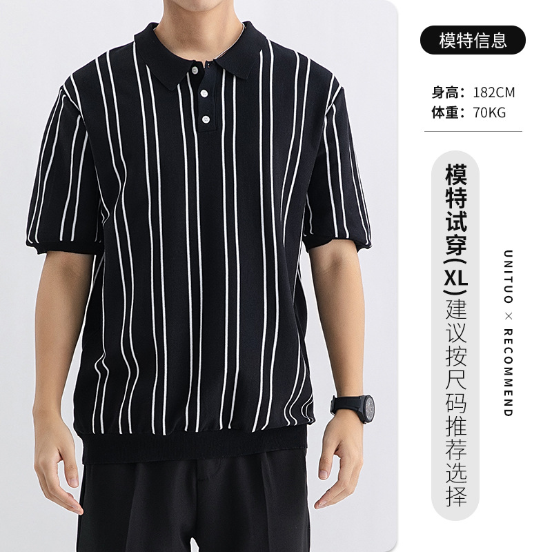 Hombres de alto nivel camisa polo de punto de hielo hombre de negocios casual Europa y América nuevo estilo transfronterizo con la solapa vieja ropa de hombre